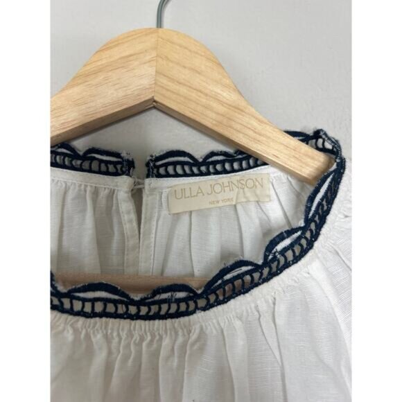 NEW Ulla Johnson Porcelain Louisa Scalloped Eyelet Ruffled Blouse White Size: 10 - Picture 4 of 7